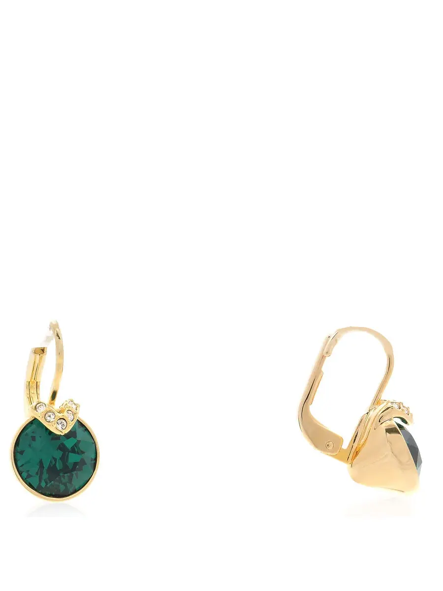 Серьги-подвески Swarovski Bella с позолотой V-образной формы — изображение 2 из 3, оттенок зеленый