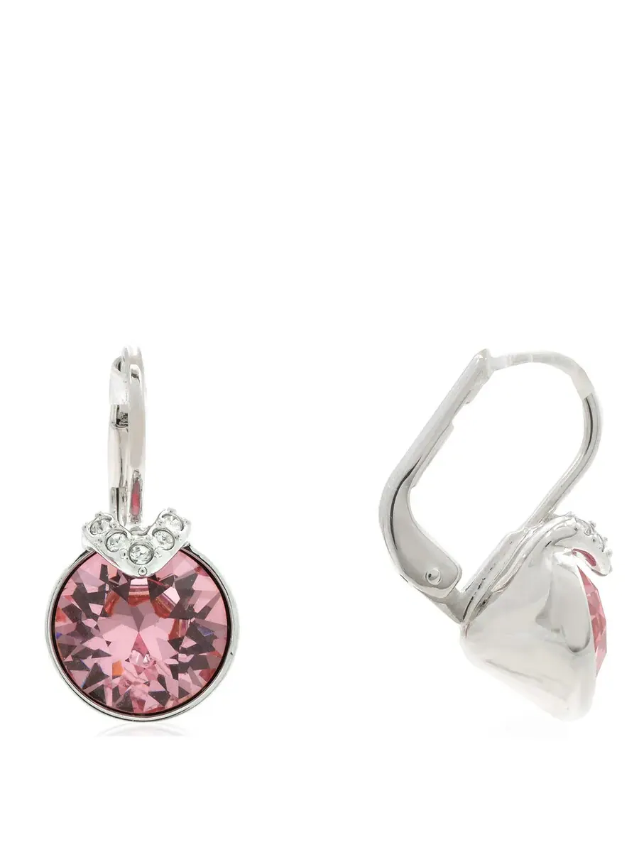 Серьги Swarovski Bella с V-образным подвесом с родиевым покрытием — изображение 3 из 4, оттенок розовый