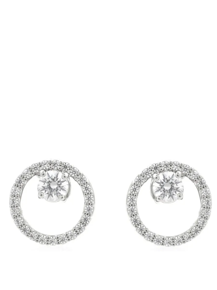 Серьги-гвоздики Swarovski Constella с цирконием, родиевое покрытие, блестящие белые