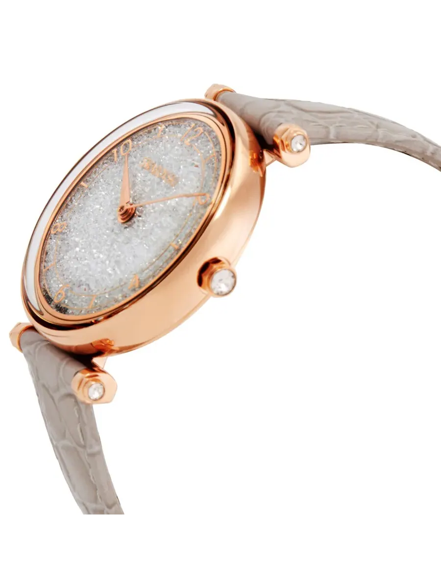 Кожаный ремешок Swarovski Crystalline Wonder с PVD покрытием розовым золотом, бежевый кристалл — изображение 2 из 3