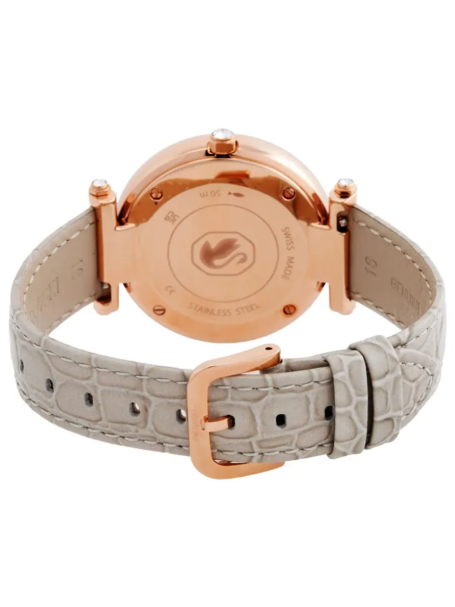 Кожаный ремешок Swarovski Crystalline Wonder с PVD покрытием розовым золотом, бежевый кристалл — изображение 3 из 3