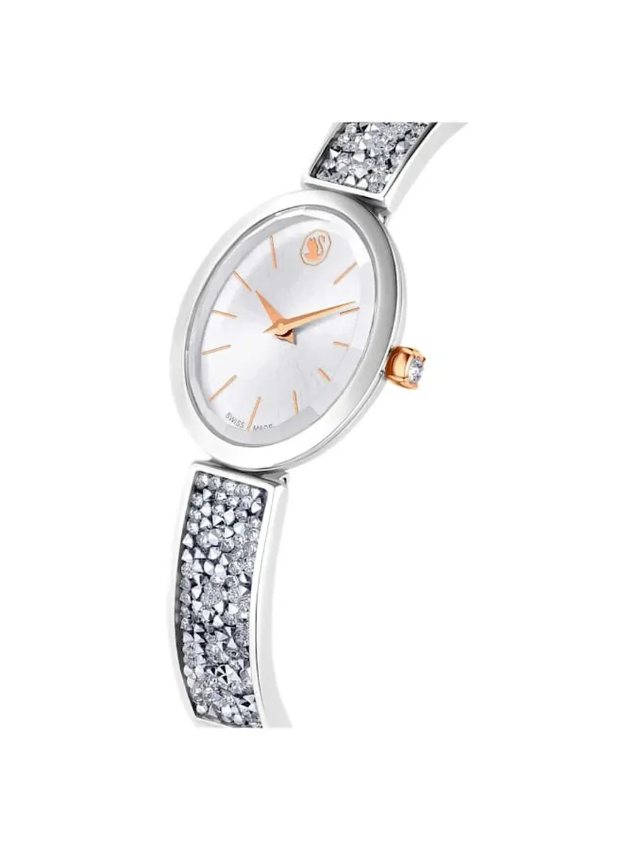 Женские часы Swarovski Crystal Rock Oval Quartz с белым циферблатом 5656878 — изображение 2 из 3, оттенок серебряный