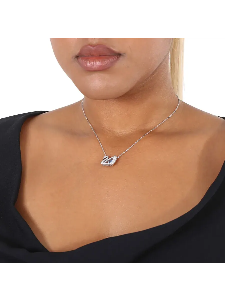 Ожерелье Swarovski с танцующим лебедем — изображение 2 из 3, оттенок синий