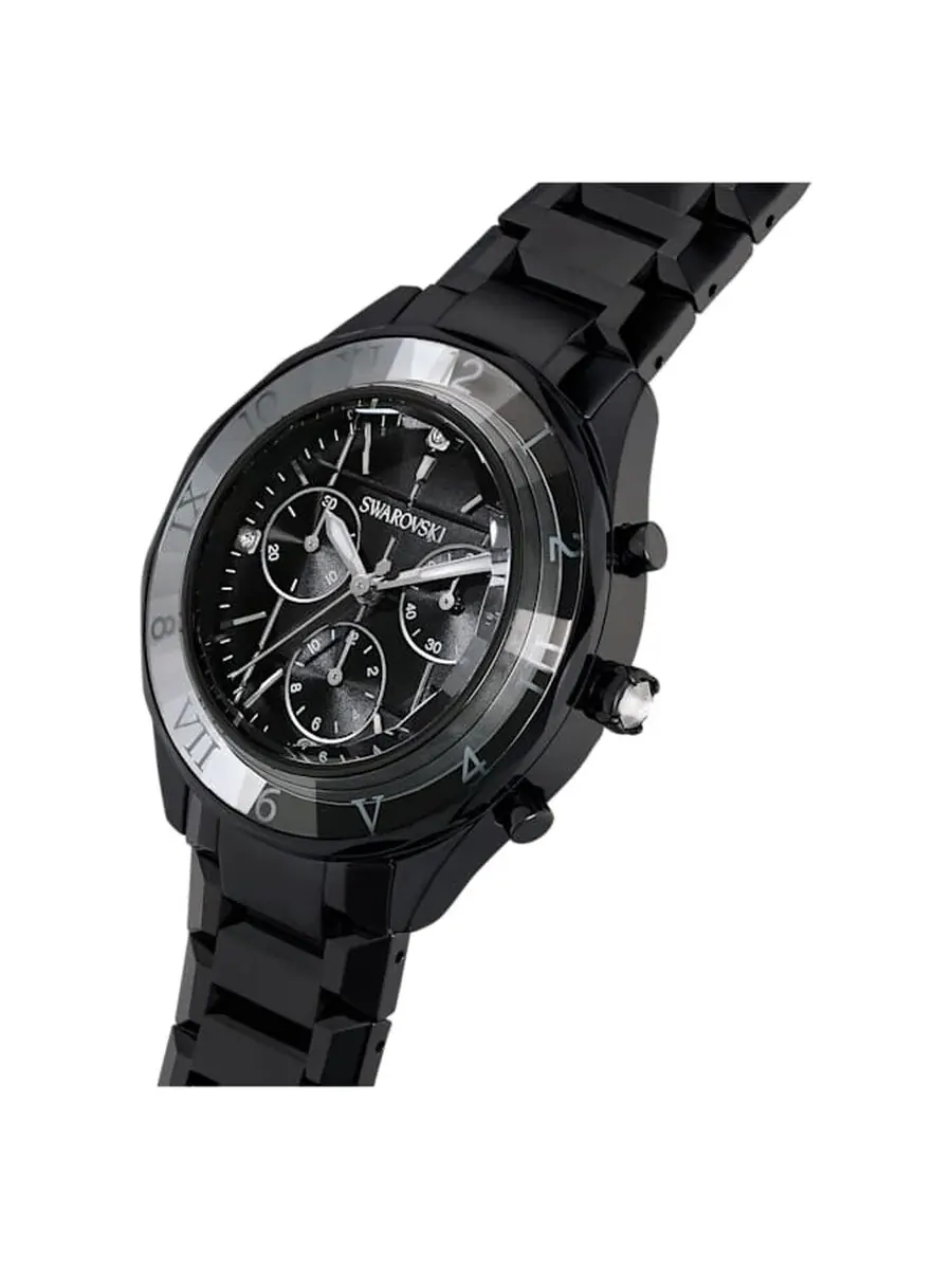 Часы Swarovski Dextera с хронографом, кварцевым механизмом, черным циферблатом, кристалл, модель 5641393 — изображение 2 из 3