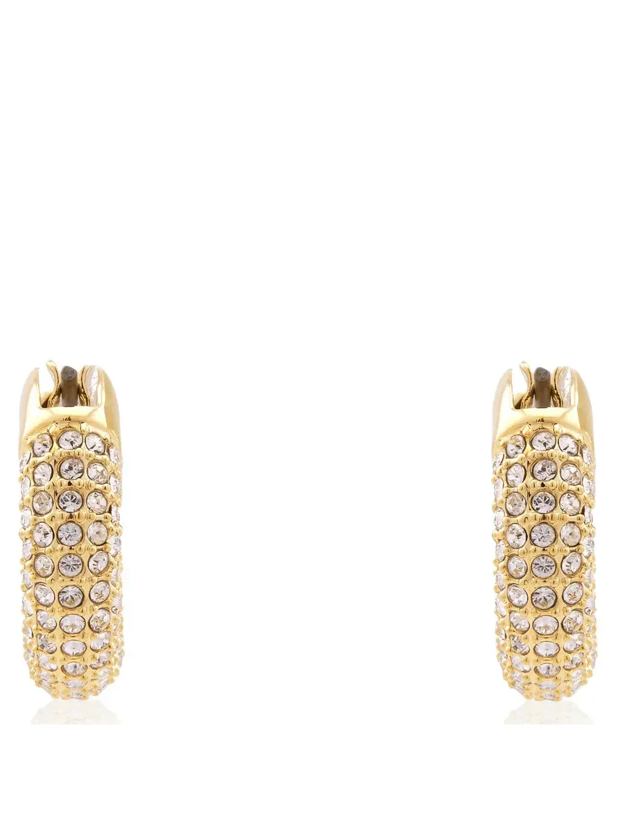 Серьги-кольца Swarovski Dextera с проколом, золото, блестящие кристаллы — изображение 3 из 3, оттенок белый