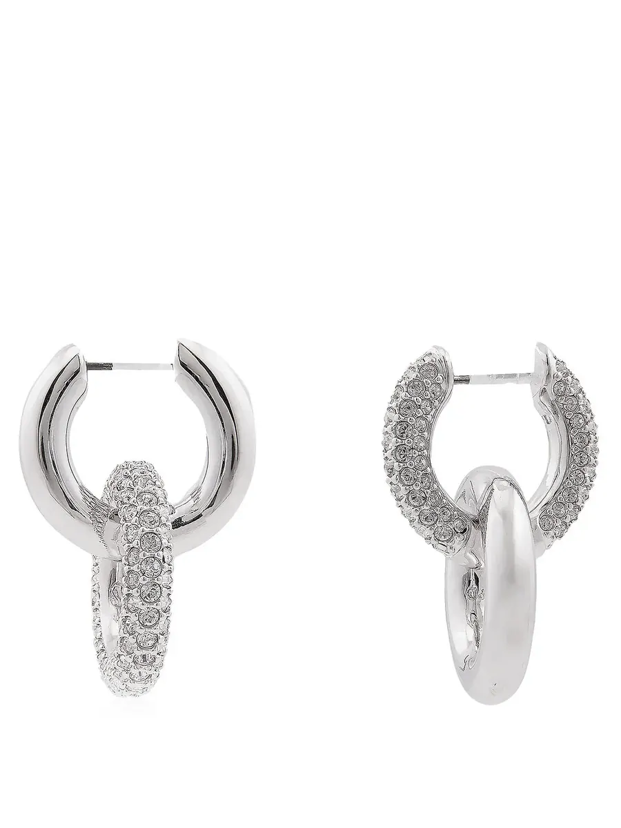 Серьги Swarovski Dextera с проколами, переплетенные, родиевое покрытие, блестящие, прозрачные — изображение 3 из 4
