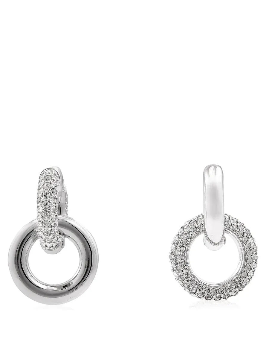 Серьги Swarovski Dextera с проколами, переплетенные, родиевое покрытие, блестящие, прозрачные — изображение 4 из 4