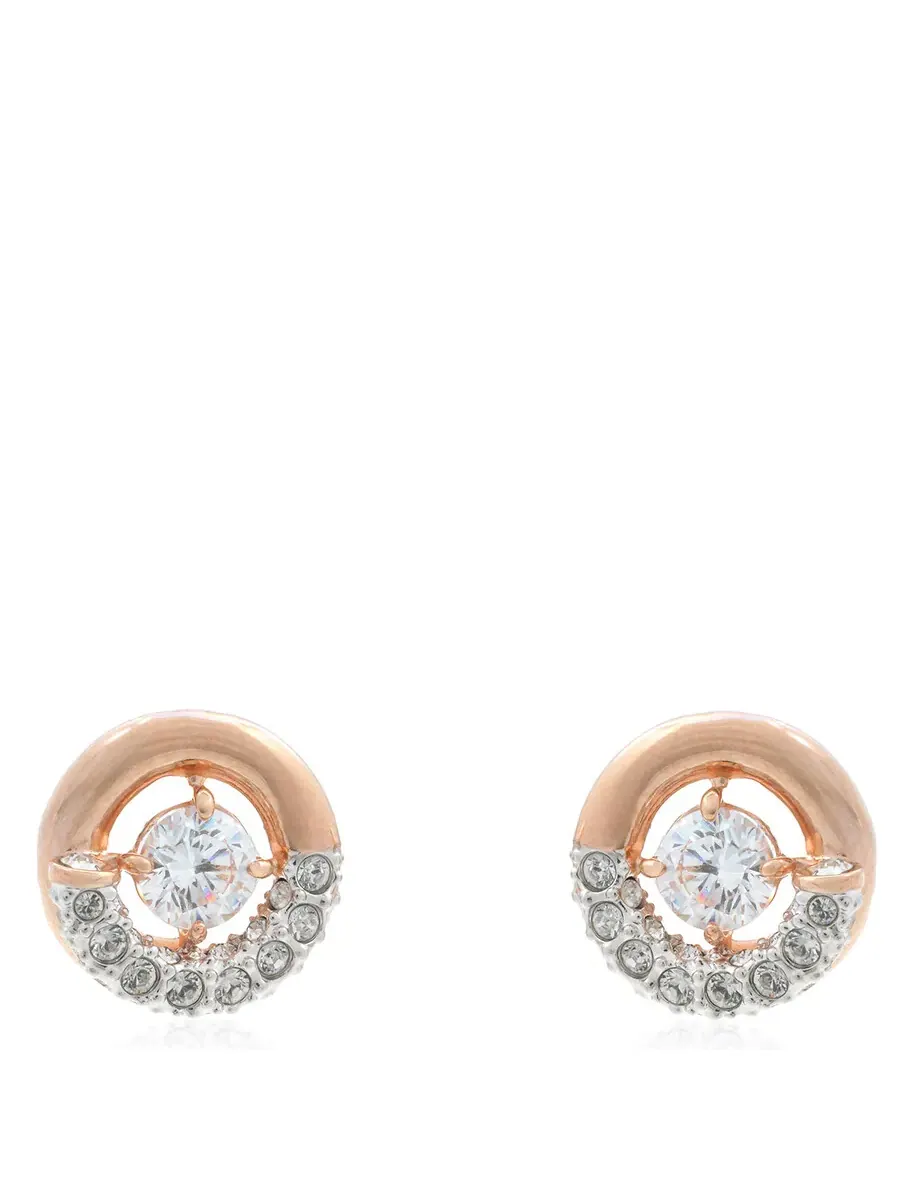 Серьги-пусеты Swarovski Dextera с проколами, розовое золото, блестящий кристалл