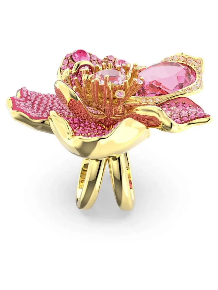 Кольцо Swarovski Florere с мотивом, золотое с блестящей розой — изображение 2 из 3, оттенок розовый
