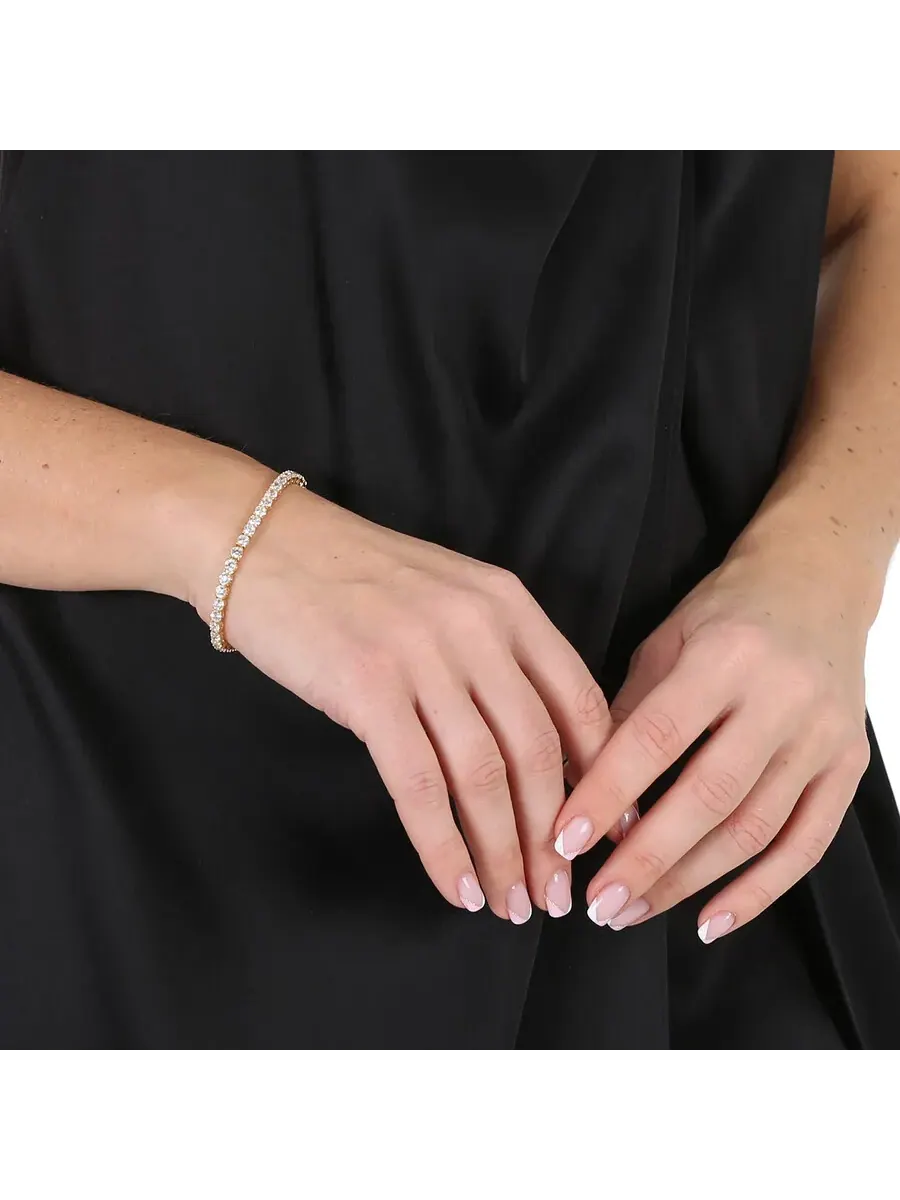Теннисный браслет Swarovski с покрытием из золота — изображение 2 из 5, оттенок белый