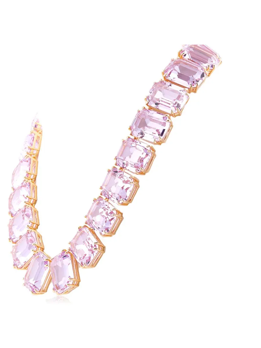 Ожерелье Swarovski Millenia с покрытием из золота и фиолетовыми камнями в стиле теннис — изображение 3 из 4