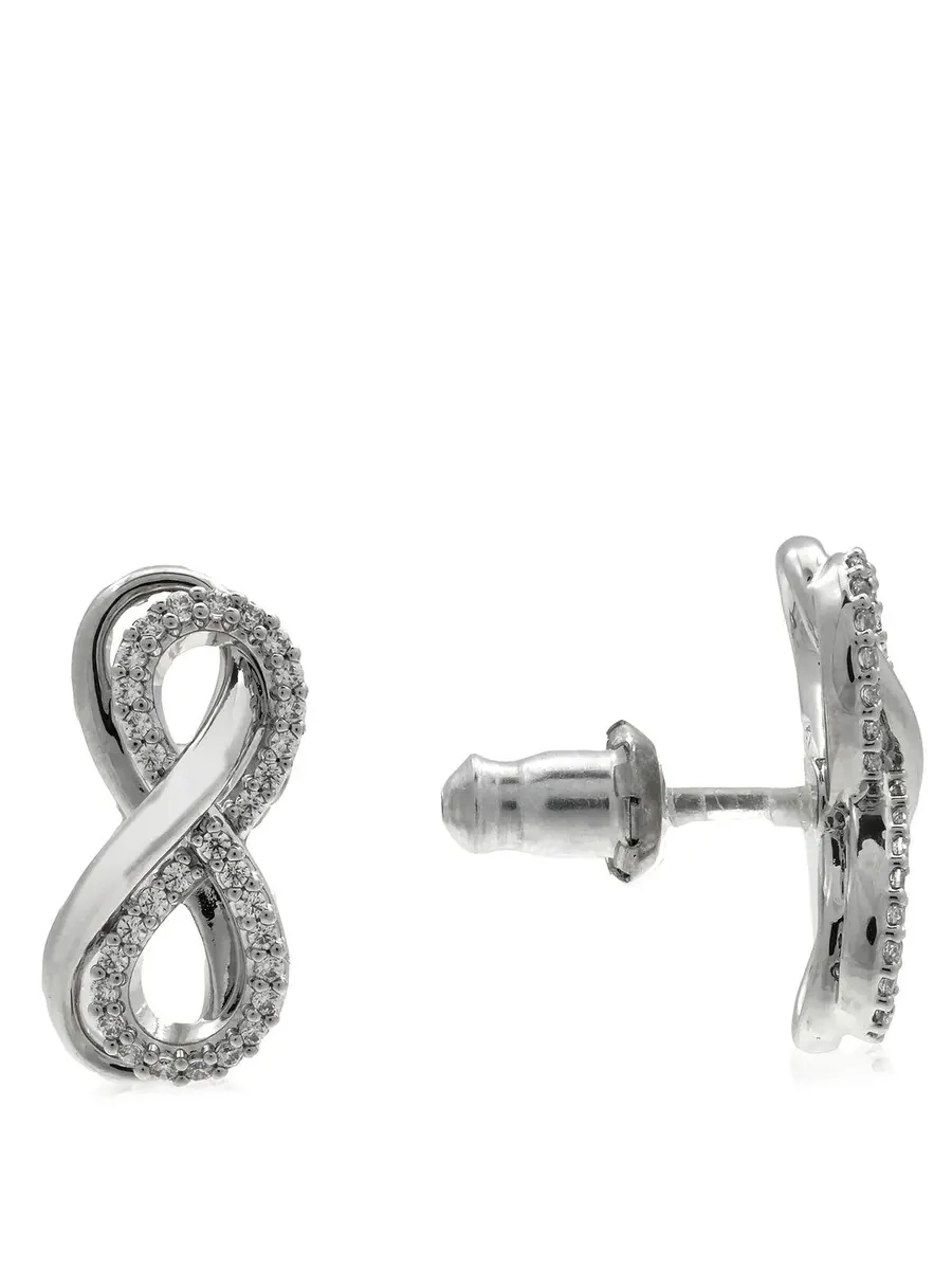 Серьги-пуссеты Swarovski Hyperbola с проколом Фигурные С гравировкой Родий Блестящий белый — изображение 3 из 4