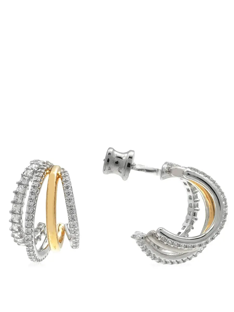 Серьги-пусеты Swarovski Hyperbola Mini Hoop 4 с комбинированным покрытием белые — изображение 3 из 4, оттенок белый
