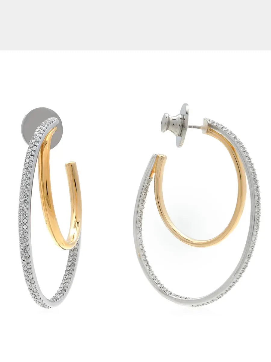 Серьги Swarovski Hyperbola с проколом, смешанное покрытие, прозрачные — изображение 3 из 4, оттенок серебряный
