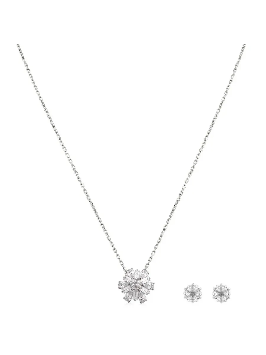 Набор кристаллов Swarovski Idyllia E, 2 шт, родиевое покрытие, блестящий белый цвет