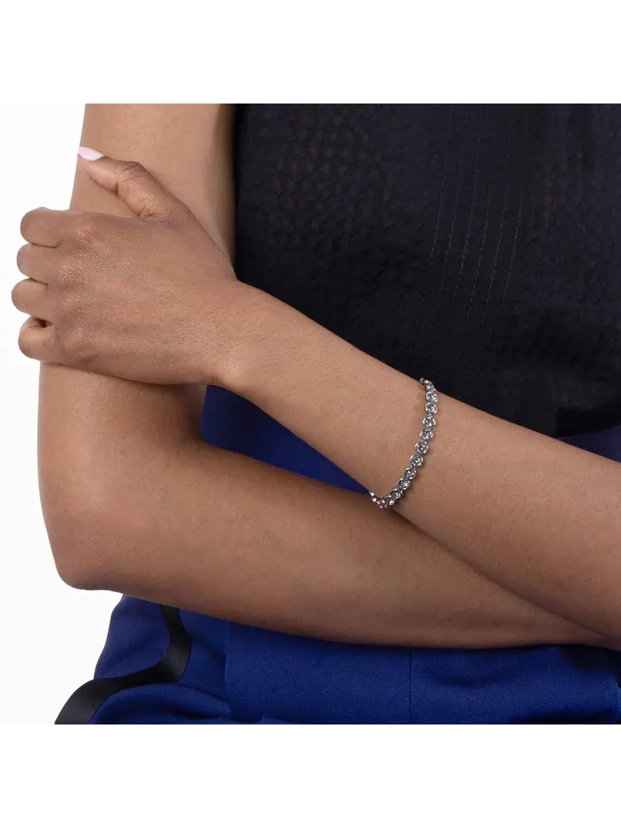 Браслет для тенниса Swarovski Imber с рутением и блестящим черным бриллиантом — изображение 2 из 4, оттенок серый