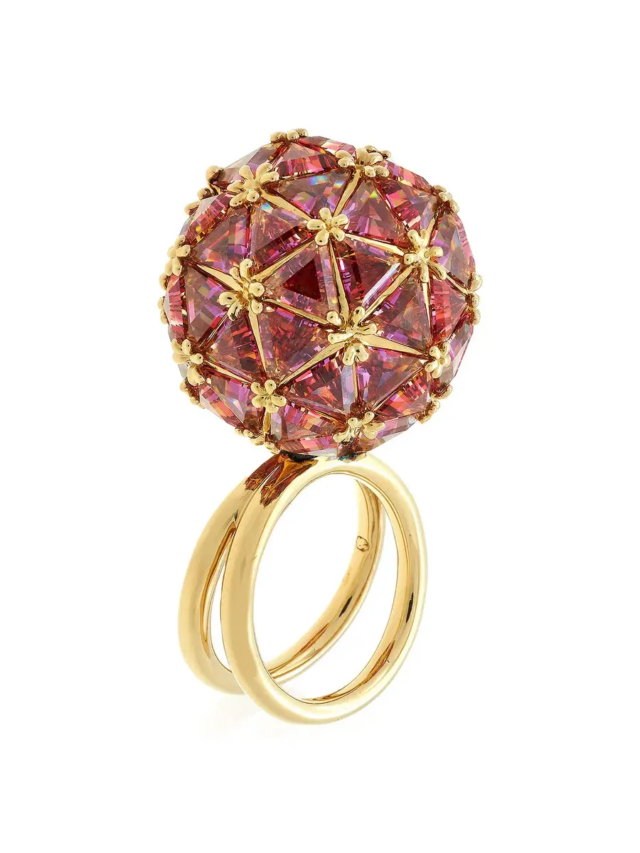 Женское кольцо Swarovski Curiosa с красным круглым камнем для коктейля, размер 50 (US 4,75)