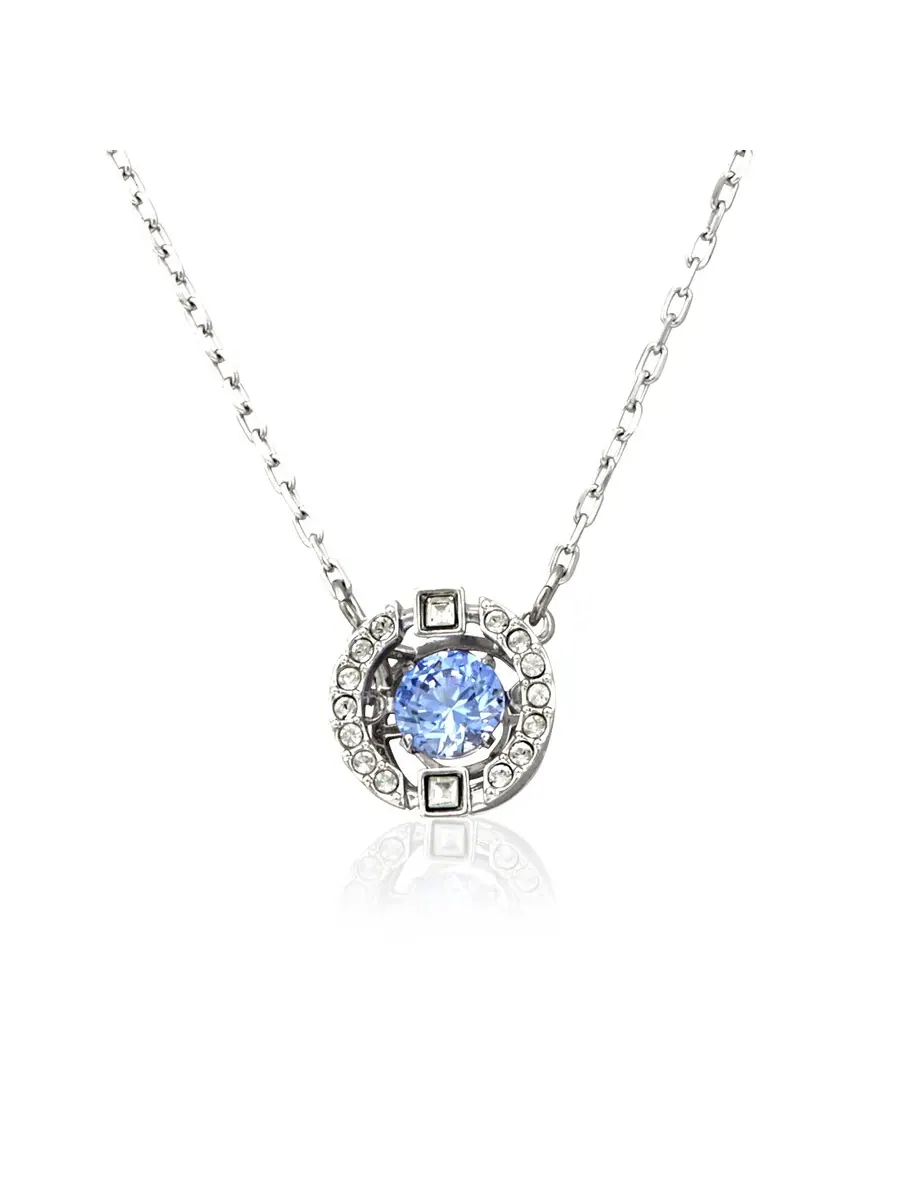 Женский набор Swarovski с родиевым покрытием с блестящей танцующей круглой застежкой, синий/серебристый — изображение 2 из 5