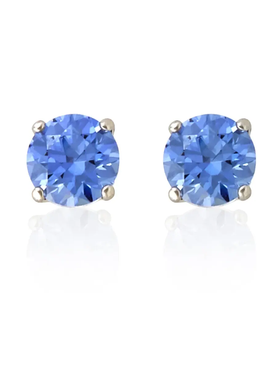 Женский набор Swarovski с родиевым покрытием с блестящей танцующей круглой застежкой, синий/серебристый — изображение 4 из 5
