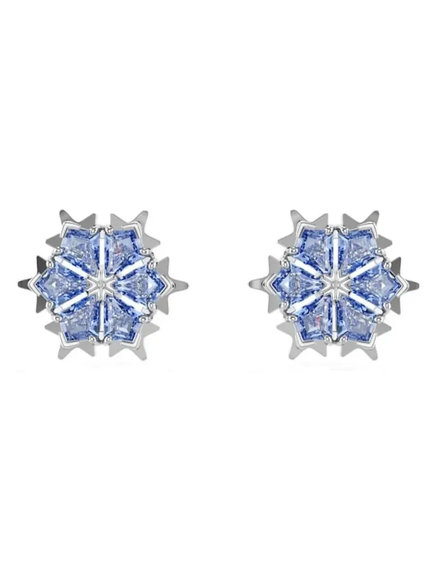 Серьги-гвоздики в форме снежинки Swarovski с родиевым покрытием