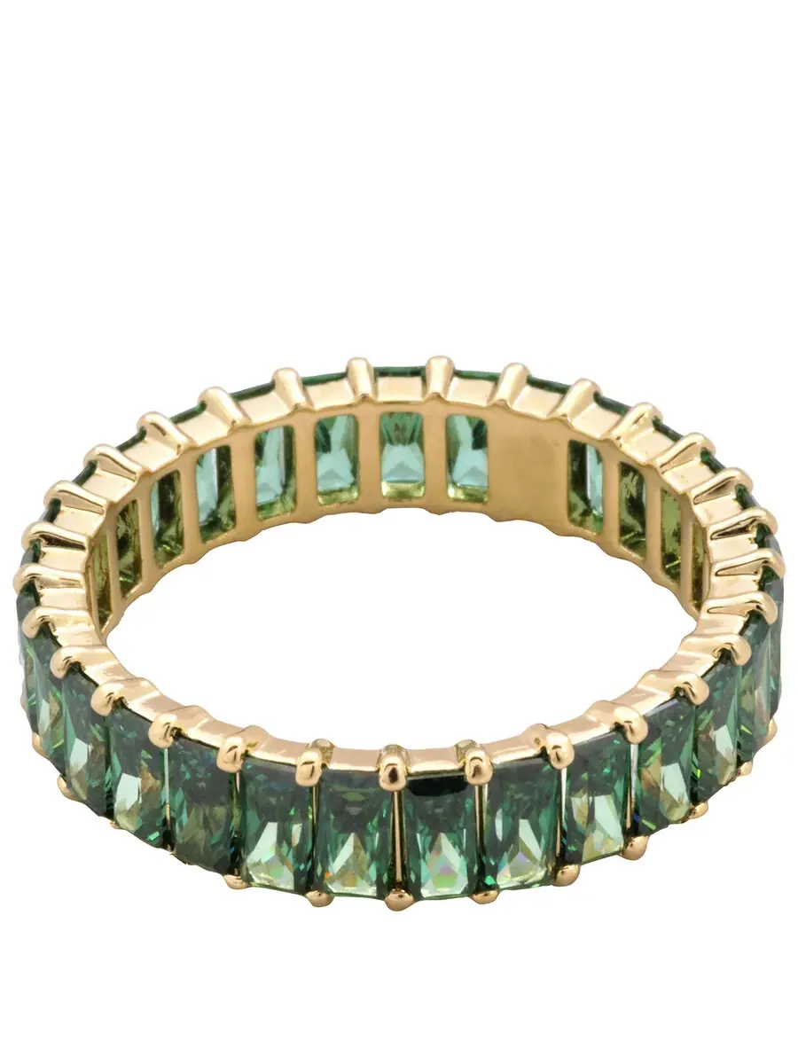 Кольцо с зеленым кристаллом Swarovski Matrix багетной огранки — изображение 3 из 4, оттенок серебряный