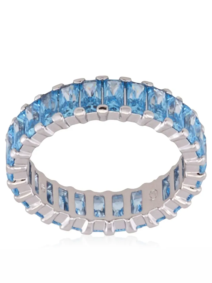 Кольцо Swarovski Matrix с полосой, родиевое, блестящий аквамарин — изображение 3 из 3, оттенок синий