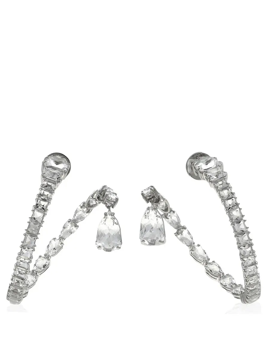 Серьги-кольца Swarovski Matrix с родиевым покрытием и блестящими кристаллами