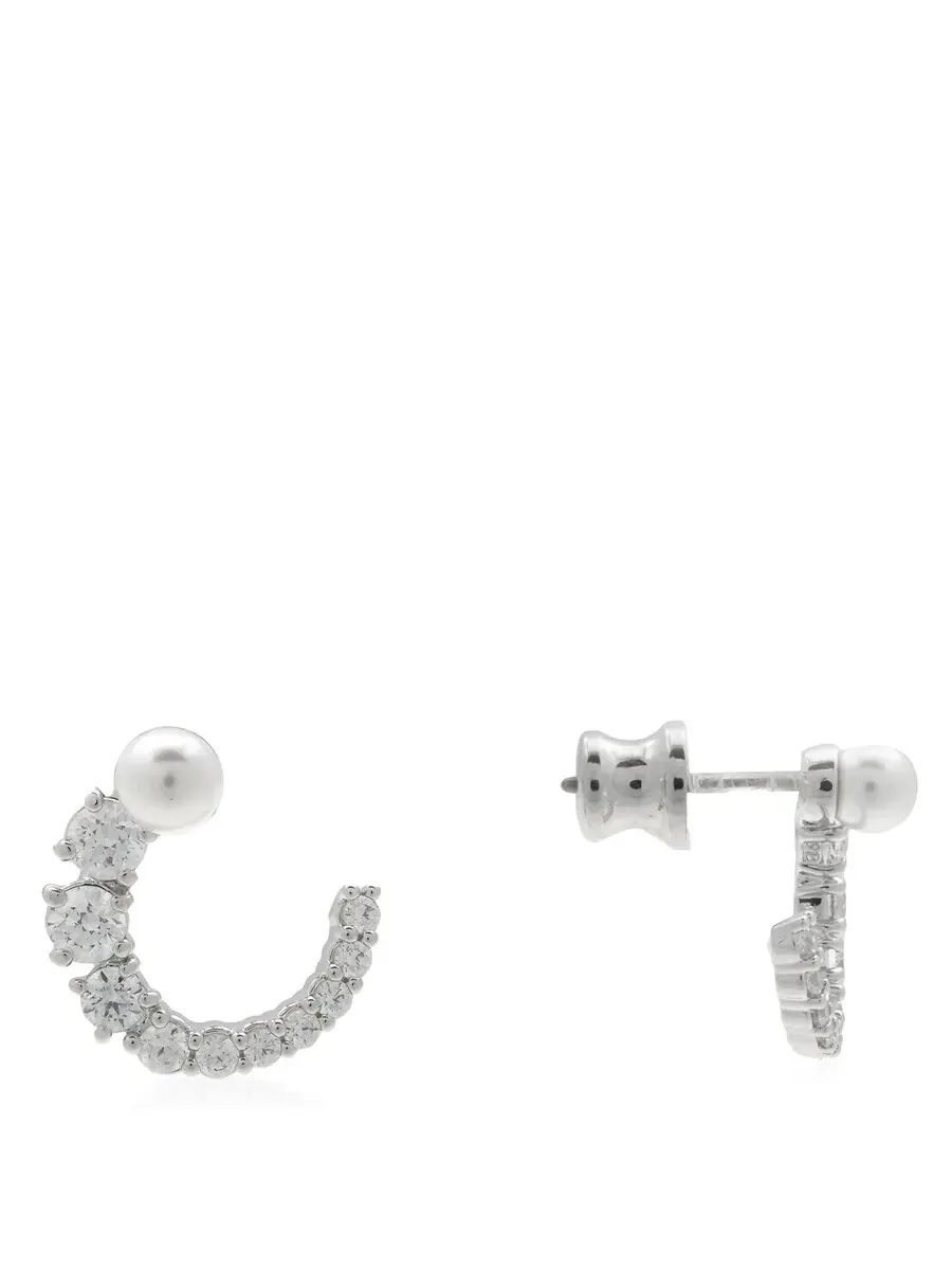 Серьги-пусеты Swarovski Matrix проколотые, круг, родий, блестящие белые — изображение 3 из 4, оттенок белый