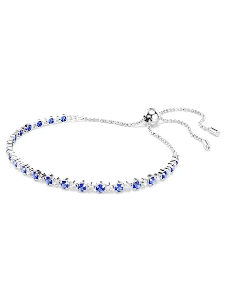 Браслет для тенниса с кристаллами Swarovski, родиевое покрытие — изображение 2 из 3, оттенок синий