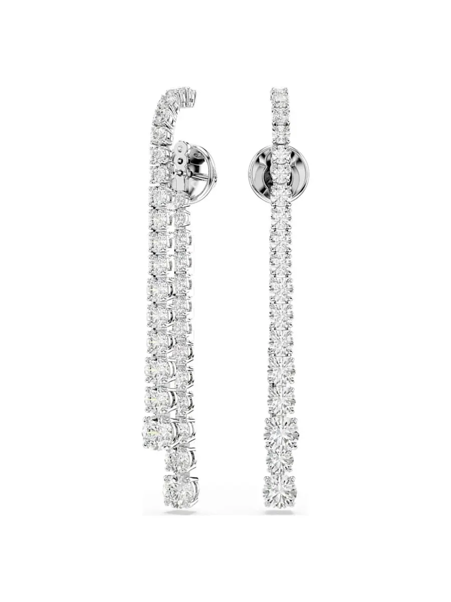 Серьги-подвески Swarovski Matrix с родиевым покрытием — изображение 2 из 4, оттенок белый
