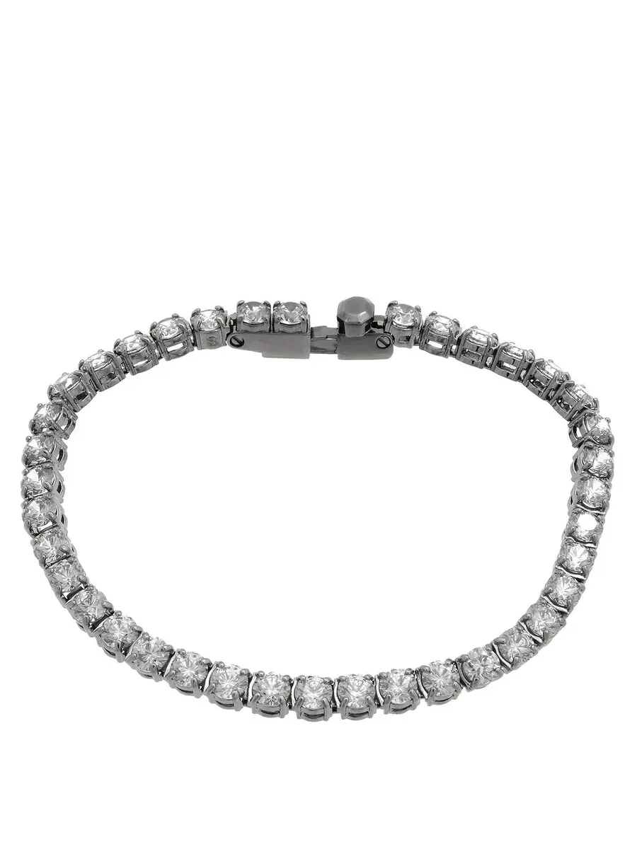 Браслет Swarovski Matrix Tennis с круглыми кристаллами, рутений, блестящее серебристо-серое