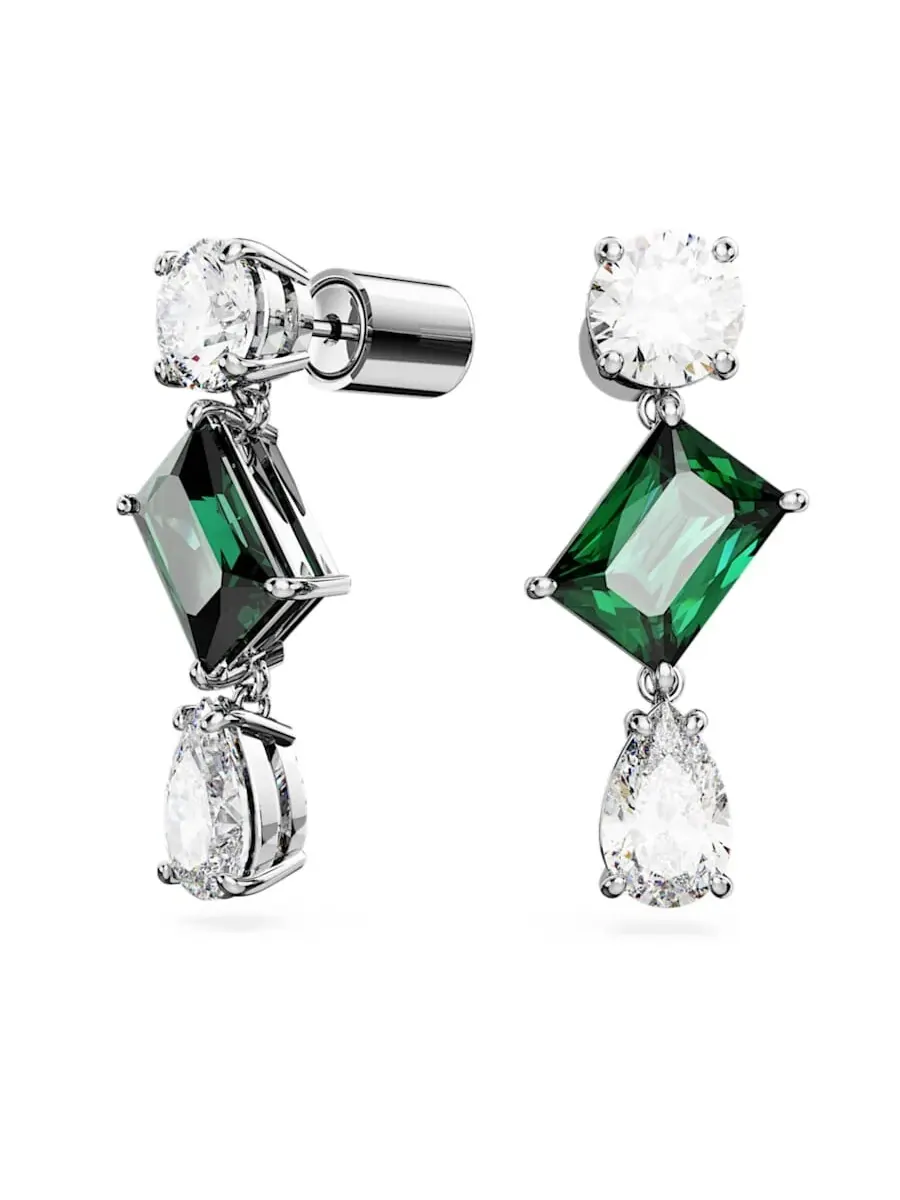 Серьги-подвески Swarovski Mesmera с фантазийной огранкой — изображение 3 из 4, оттенок белый/зеленый