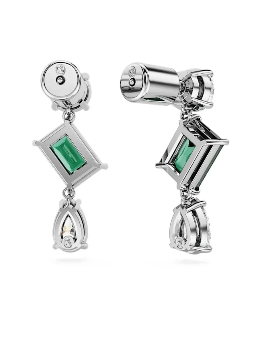 Серьги-подвески Swarovski Mesmera с фантазийной огранкой — изображение 4 из 4, оттенок белый/зеленый