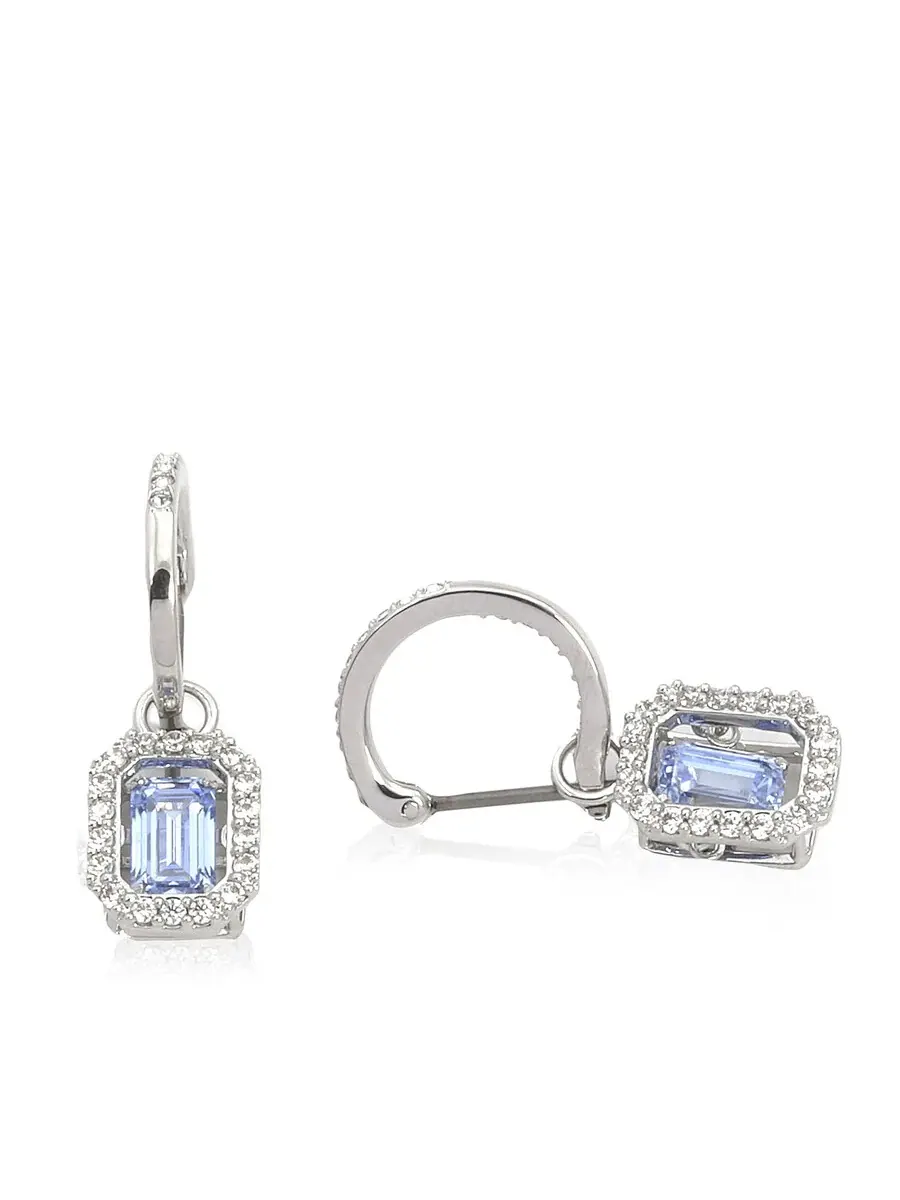 Серьги-капли с огранкой восьмиугольник, покрытые родием, синего цвета Swarovski Millenia — изображение 3 из 5, оттенок синий