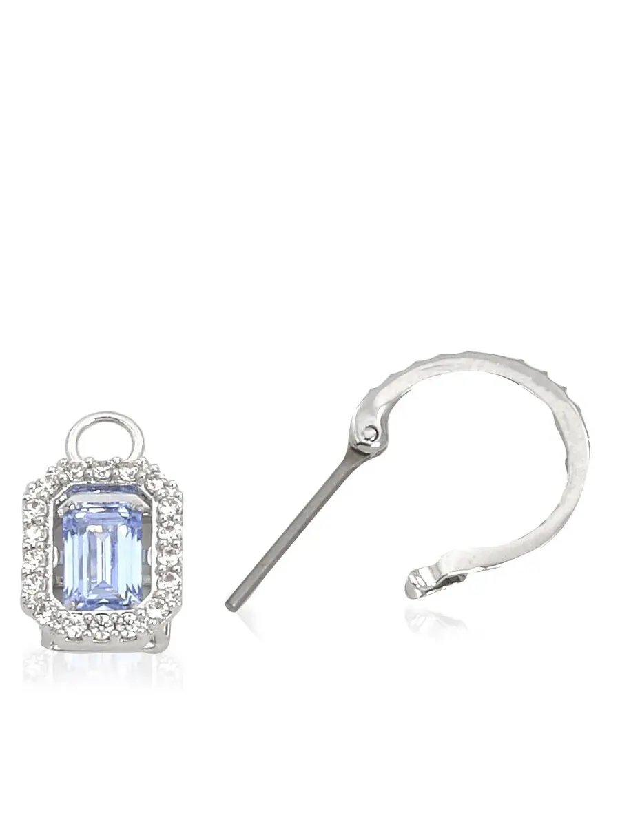 Серьги-капли с огранкой восьмиугольник, покрытые родием, синего цвета Swarovski Millenia — изображение 4 из 5, оттенок синий