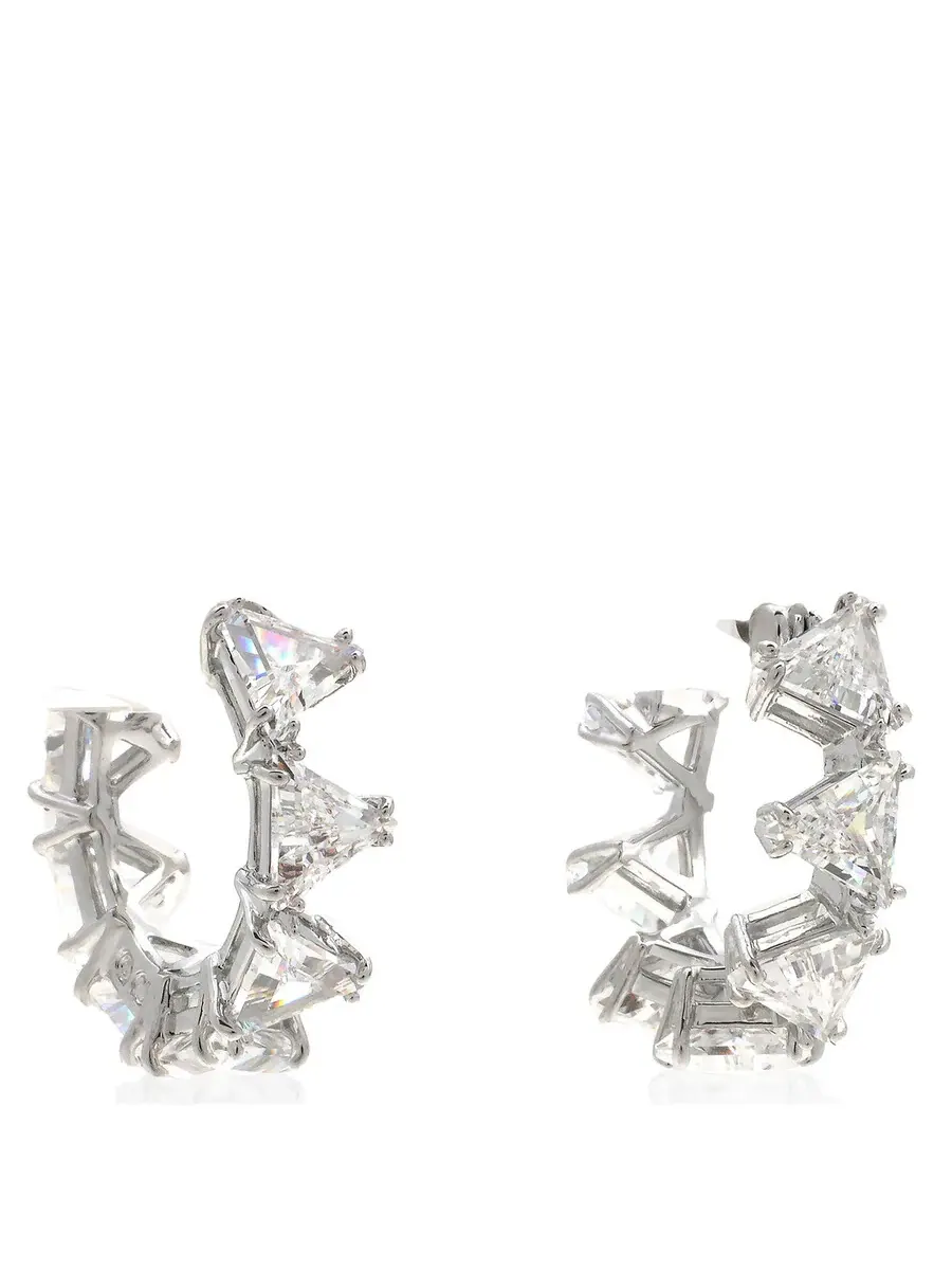 Серьги Swarovski Ortyx с пирсингом Мини-кольца Треугольник Родий Блестящий Белый
