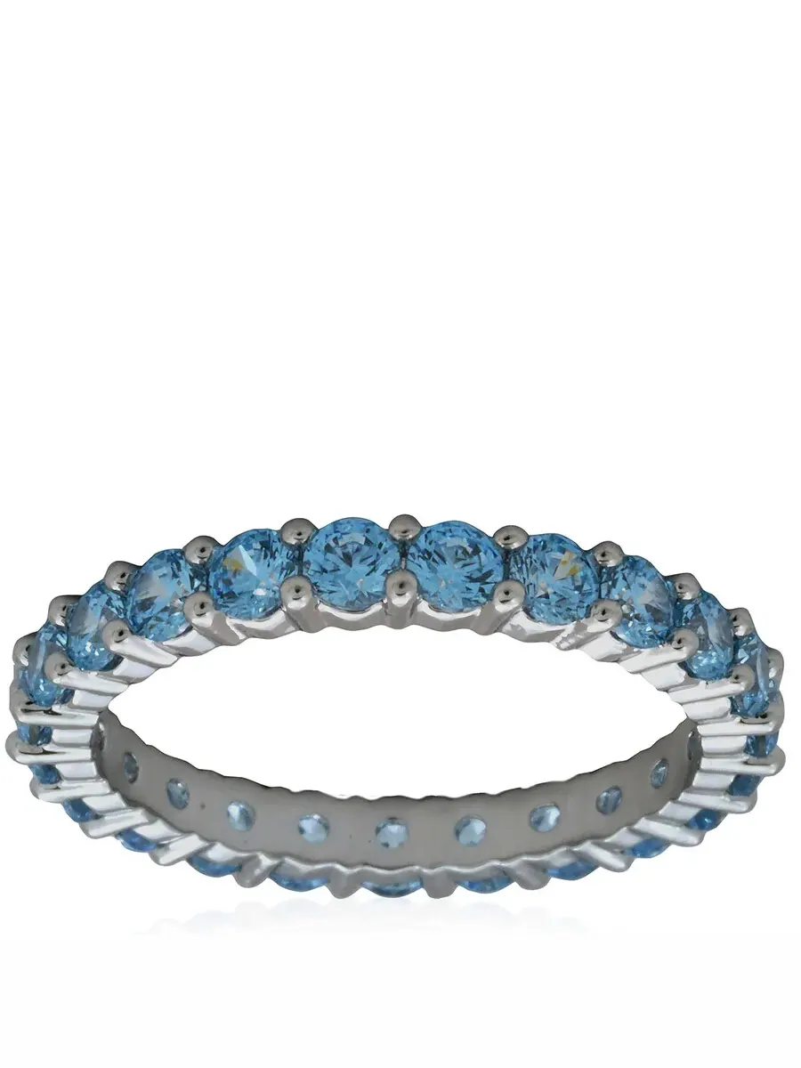 Кольцо Swarovski с рутением, синим круглым огранкой и матричной структурой — изображение 3 из 4, оттенок синий