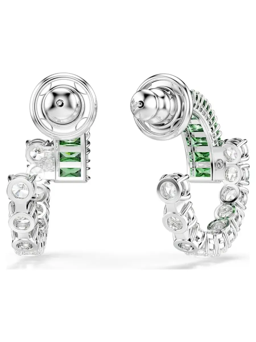 Серьги-кольца Swarovski с родиевым покрытием Matrix — изображение 2 из 2, оттенок зеленый