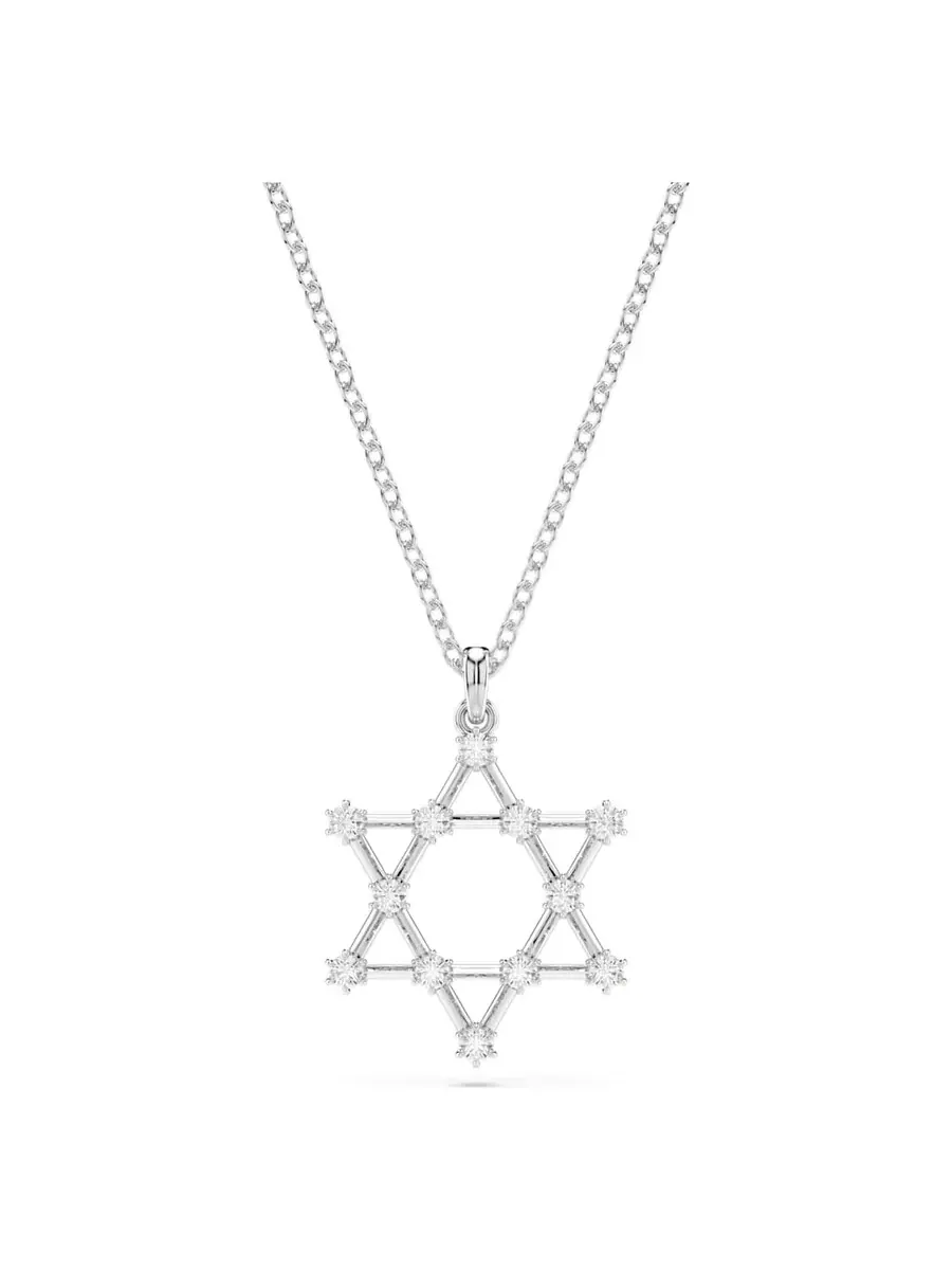 Подвеска-ожерелье с эмблемой в виде звезды, покрытой родием Swarovski
