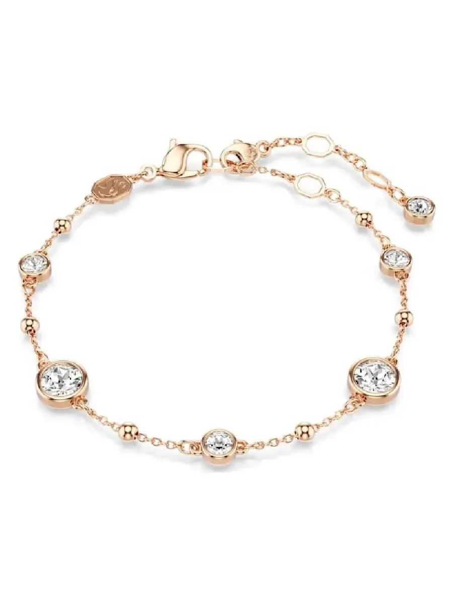 Браслет Swarovski с розовым золотым покрытием и круглым ограненным камнем Imber