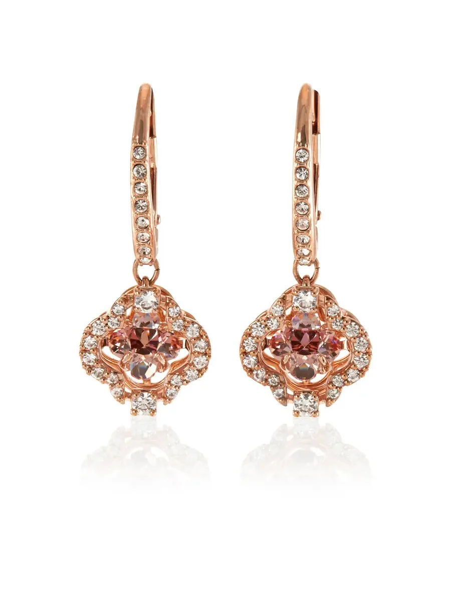 Серьги с перфорацией в виде клевера Swarovski с розовым золотым покрытием и сверкающими кристаллами