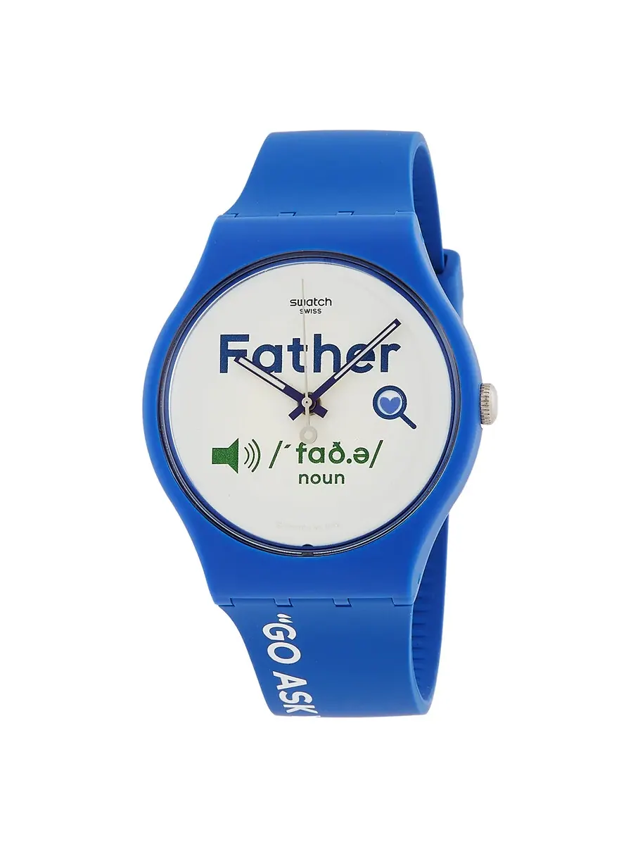 Swatch Часы для мужчин с кварцевым механизмом, белым циферблатом, День отца SO29Z704