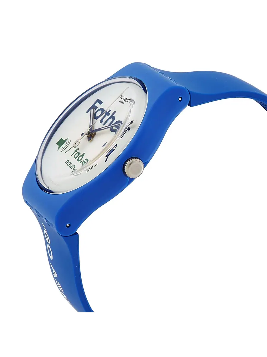 Swatch Часы для мужчин с кварцевым механизмом, белым циферблатом, День отца SO29Z704 — изображение 2 из 4, оттенок синий