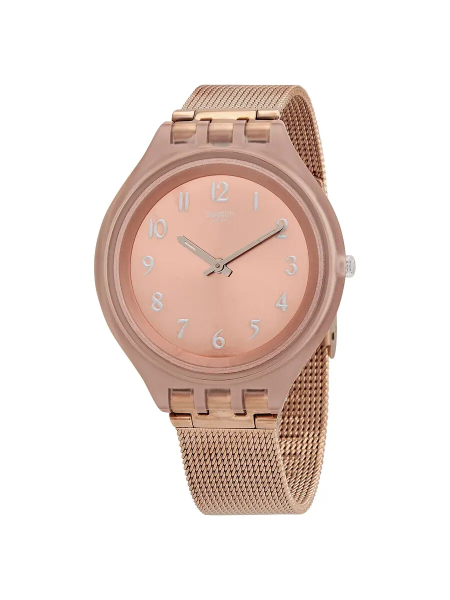 Женские часы Swatch Skinchic Quartz с розовым циферблатом SVUP100M — розовый