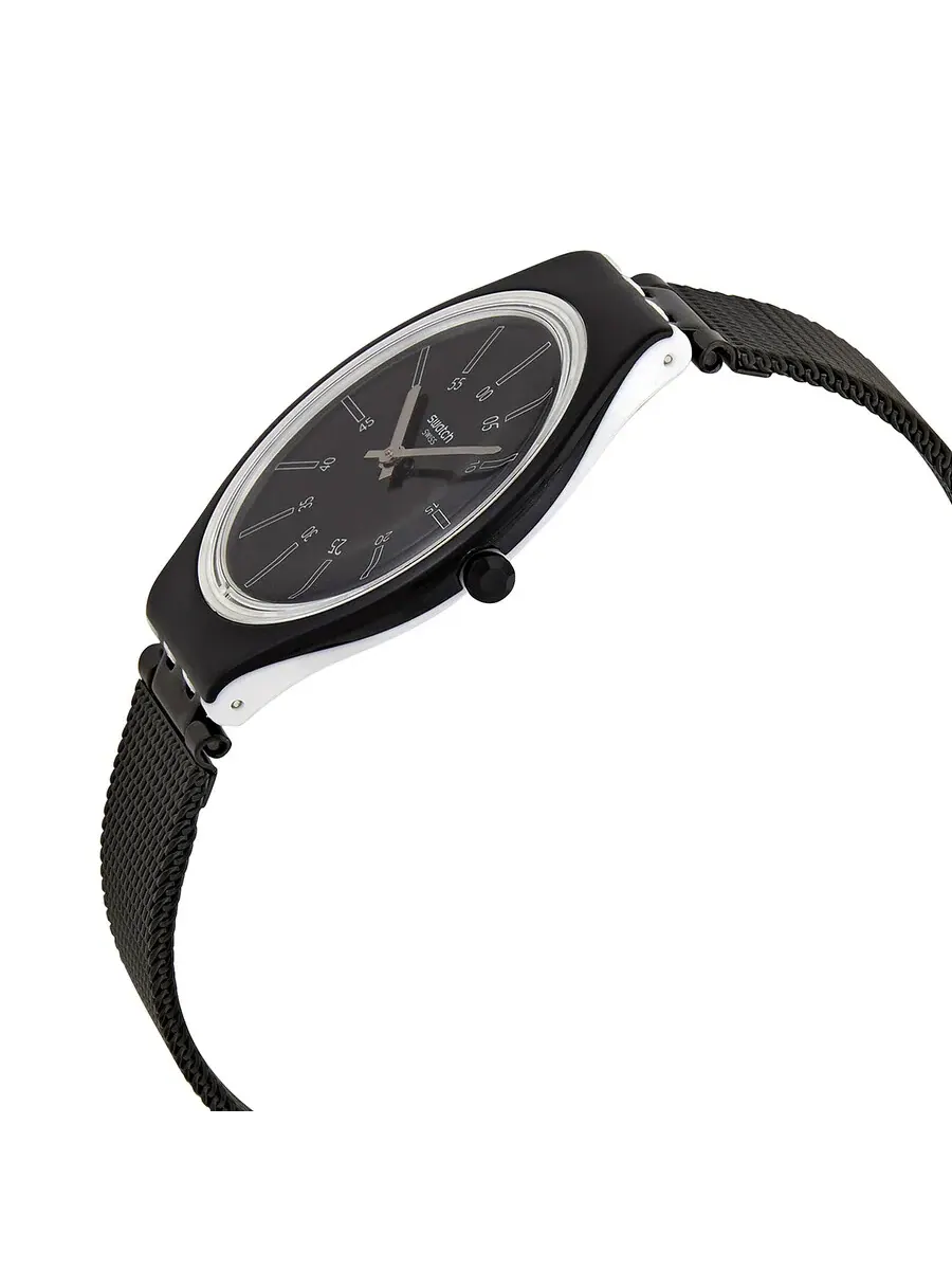 Женские часы Swatch Skinotte с кварцевым механизмом и черным циферблатом SVOB100M — изображение 2 из 3, оттенок серебряный