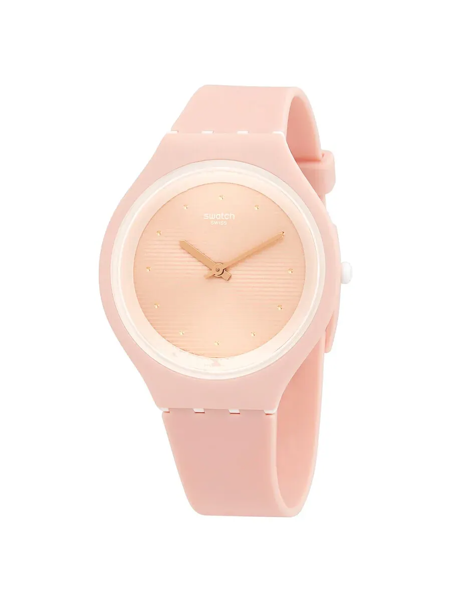 Женские часы Swatch Skinskin Quartz с розовым циферблатом SVUT100