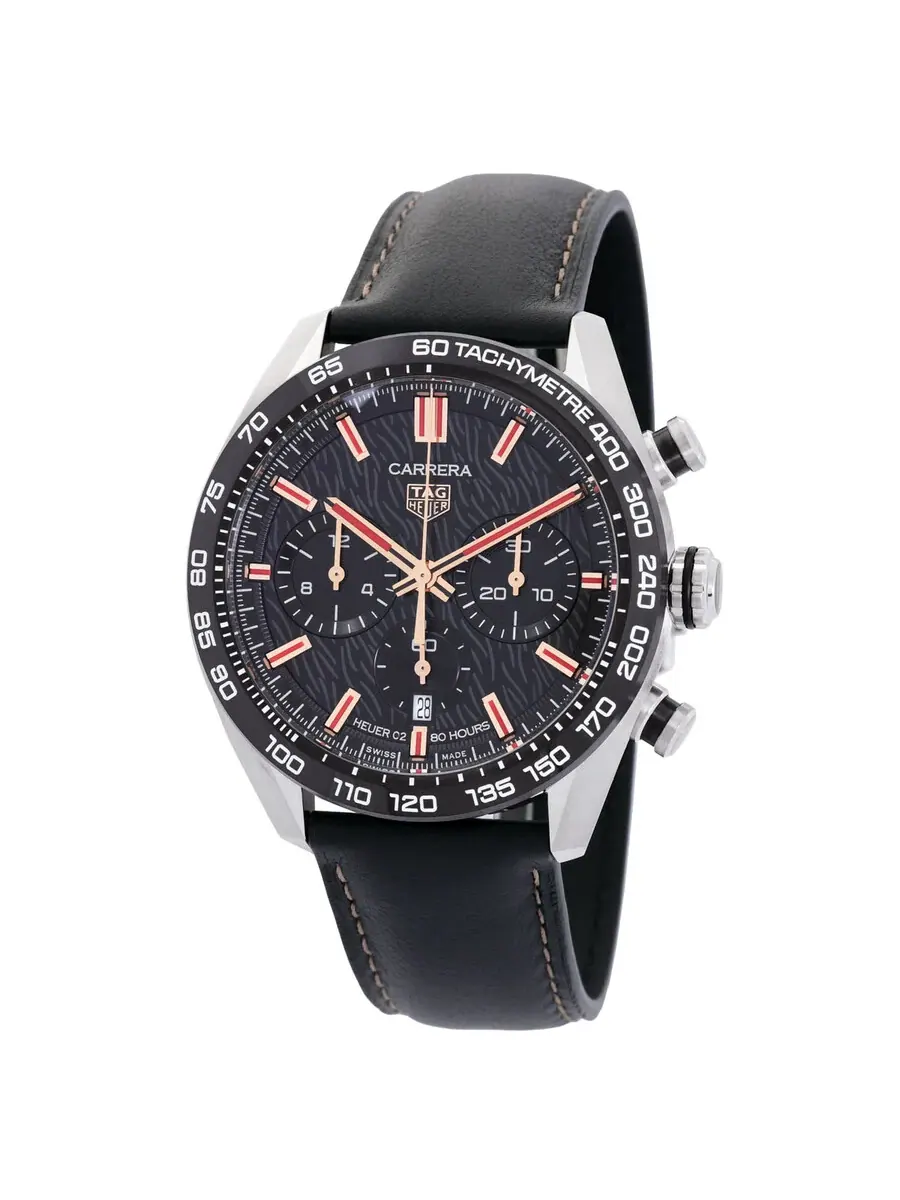 Мужские часы Tag Heuer Carrera Year Of The Rabbit Chronograph Automatic с черным циферблатом CBN2A1L.FC6521