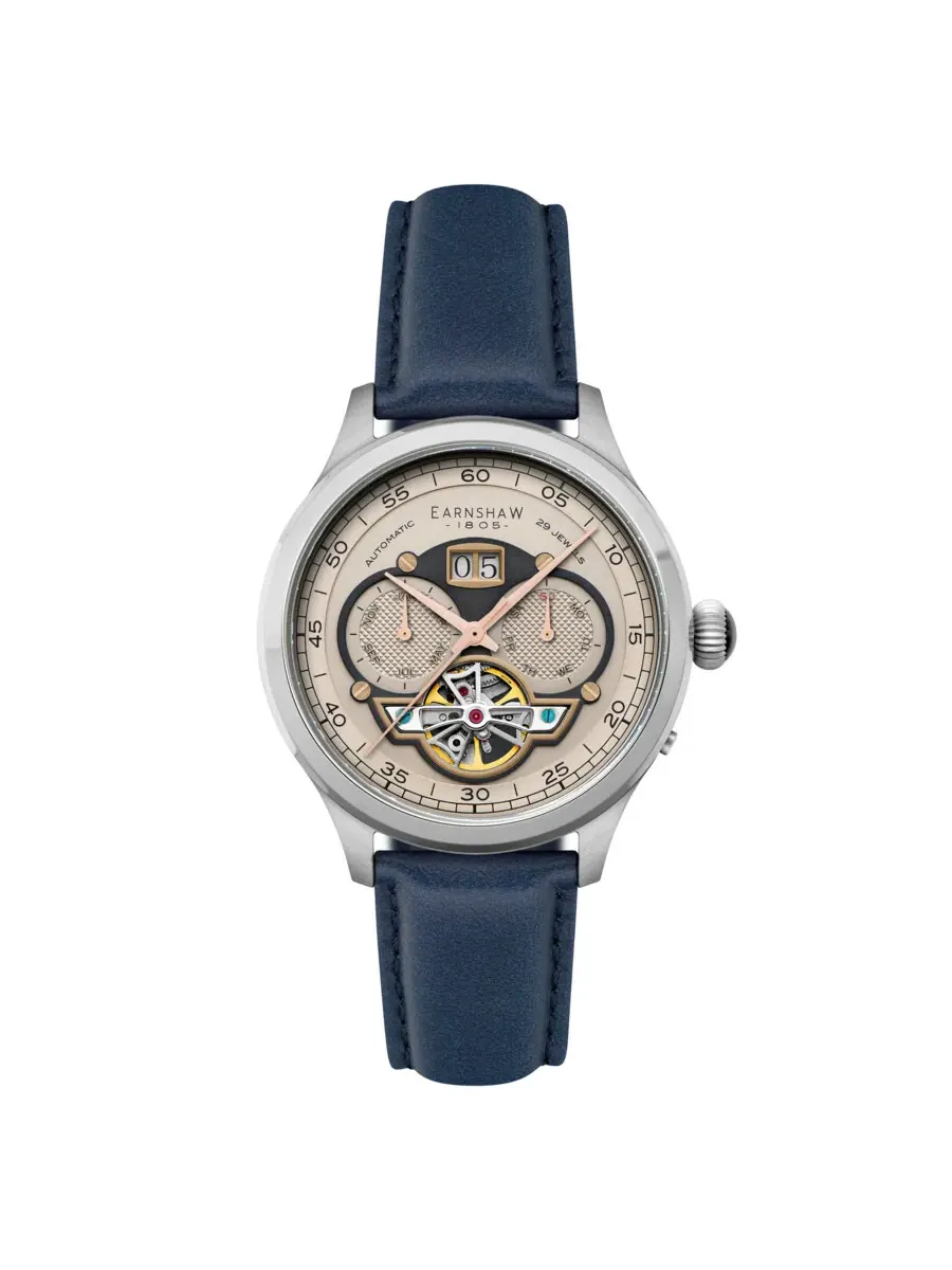 Мужские часы Thomas Earnshaw Baron Grand Date Calendar Open Heart с розово-золотым циферблатом ES-8187-04