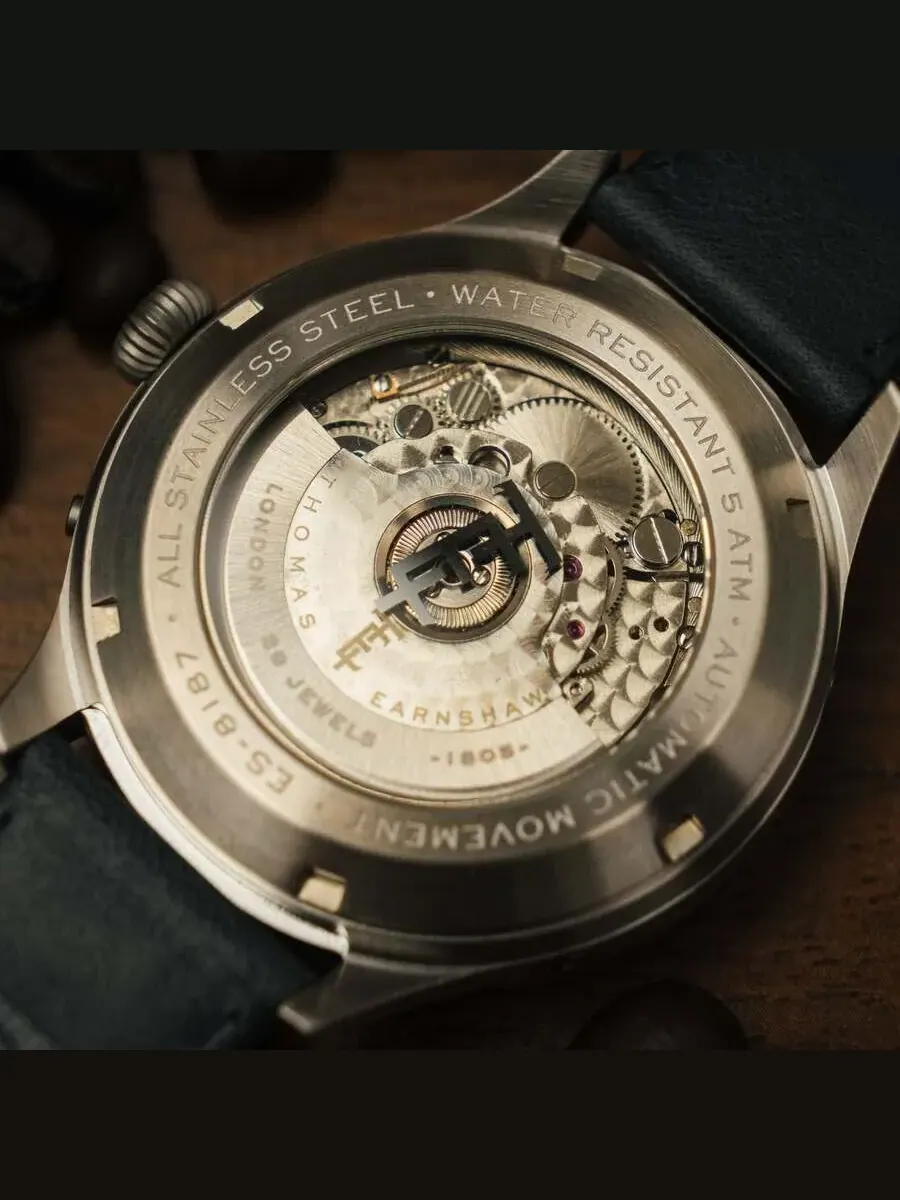 Мужские часы Thomas Earnshaw Baron Grand Date Calendar Open Heart с розово-золотым циферблатом ES-8187-04, оттенок серебряный