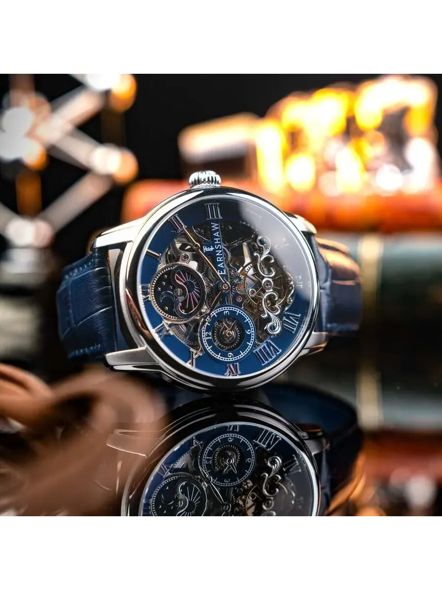 Мужские часы Thomas Earnshaw Longitude с синим циферблатом ES-8006-0C — изображение 2 из 3, оттенок серебряный